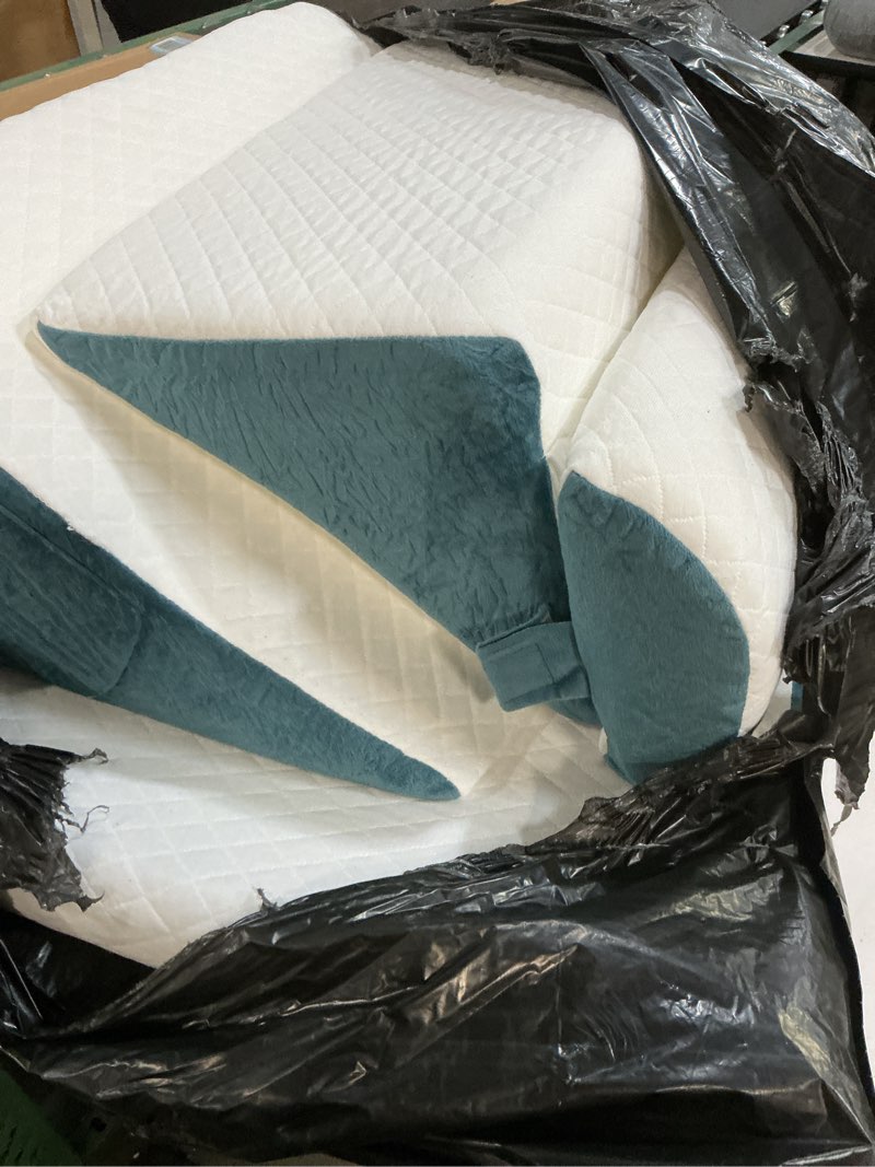Condition photo showing Good Condition for Yojoker 4PCS Orthopedic Bed Wedge Pillow Set for Sleeping, Post Surgery Foam Pillow for Body, Back and Leg Pain Relief, Triangle Adjustable Support Pillow - Acid Reflux Sleeping Pillows Navy Navy 4PCS