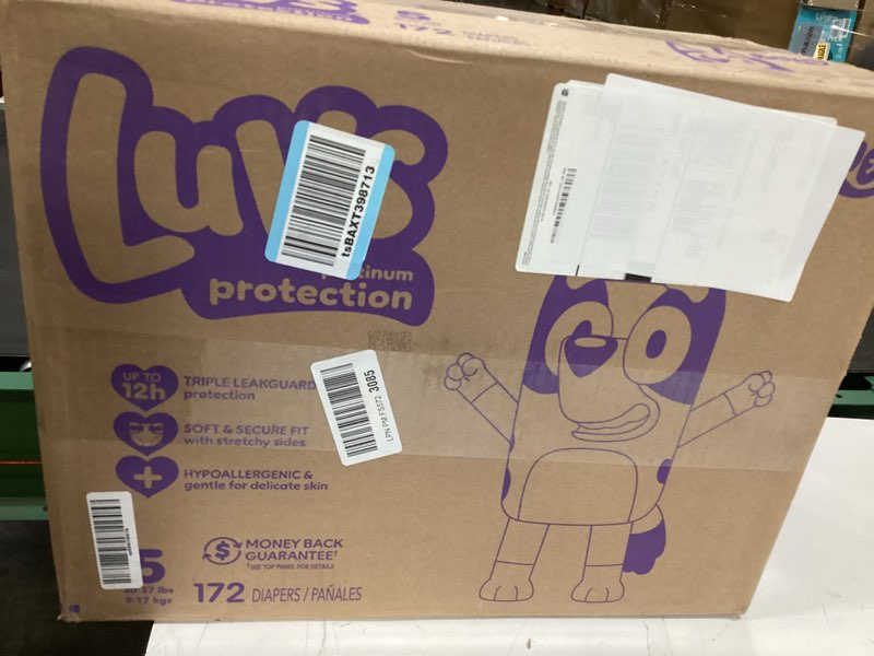 Condition photo showing New/Like New for Luvs Diapers - Size 5, 172 Count, Bluey Platinum Protection Baby Diaper Size 5 172