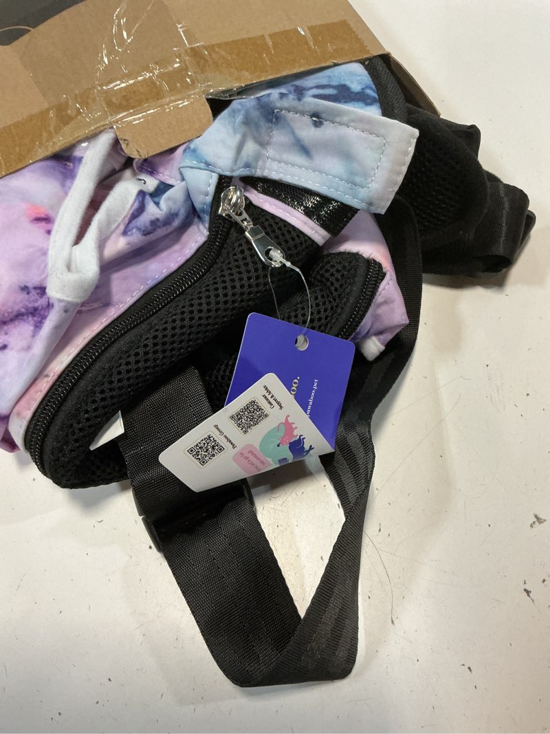 Condition photo showing Good Condition for pawaboo adjustable dog carrier purses, pet front cat travel bag dog carrier purses for traveling hiking camping, legs out, easy-fit for small medium dogs, xl, purple marble purple marble extra large (pack of 1)
