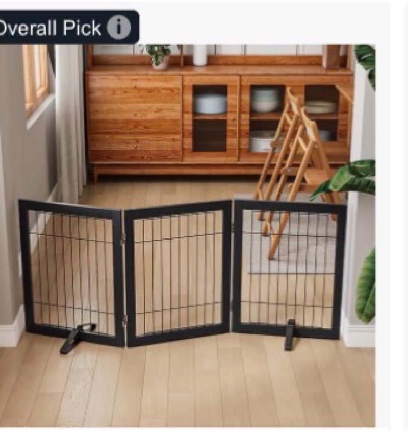 Mino Kesper Dog Gate Wire Dog Gates for House Doorways Stairs 24-Inch Freestanding Pet Gate Puppy Fe