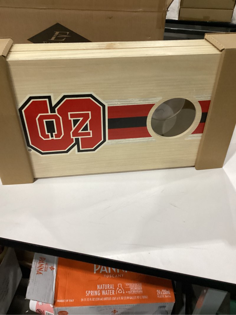 Condition photo showing New/Like New for Wild Sports College Portable Size 1' x 2' Solid Wood Cornhole Set with Direct Print HD Team Graphics – Travel Size North Carolina State Wolfpack