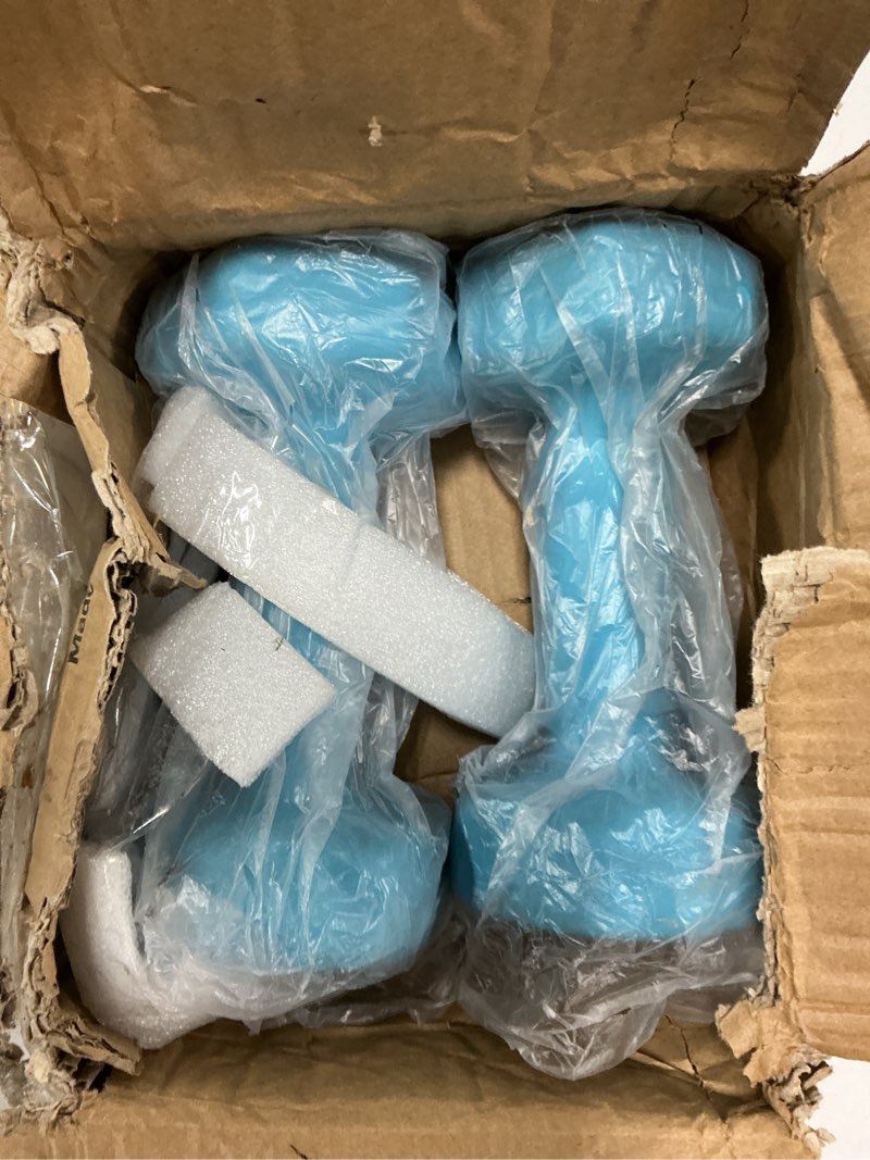 Condition photo showing Good Condition for fitvids neoprene dumbbell hand weights, anti-slip, anti-roll, hex shape colorful, pair or set with stand (6-pound, pair)