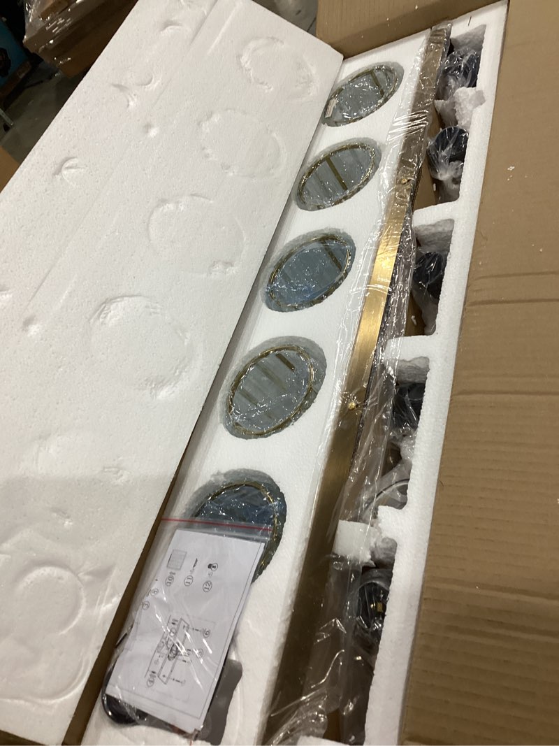 Condition photo showing Good Condition for modern crystal bathroom vanity lights, gold 5-lights bathroom light fixtures over mirror, crystal wall lighting with polished brass finish