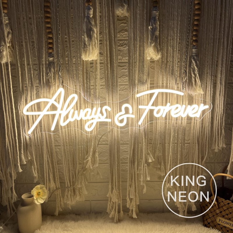 always & forever led neon sign: wedding anniversary party decor