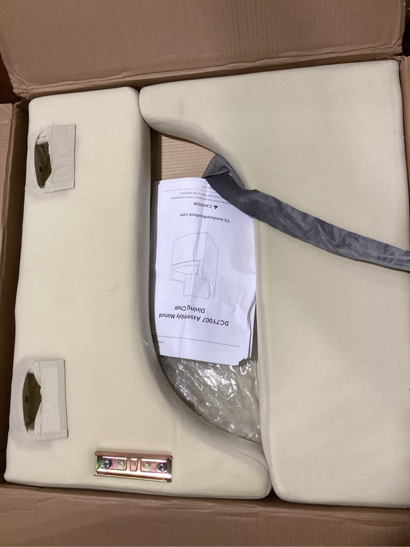 Condition photo showing As Is for Upholstered Dining Chairs Set of 1, Modern Dining Room Chairs with Casters & Washable Cover, Rolling Accent Chair with Hidden Storage for Kitchen, Farmhouse, Living Room, Linen, 1 Box