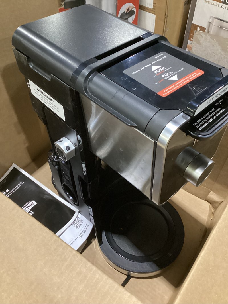 Condition photo showing As Is for Ninja Hot and Iced Coffee Maker, Single Serve Coffee Maker and Drip Coffee Machine, DualBrew Pro Specialty 12-Cup with K-Cup Combo, Includes Permanent Filter, CFP307 Frother + Permanent Filter
