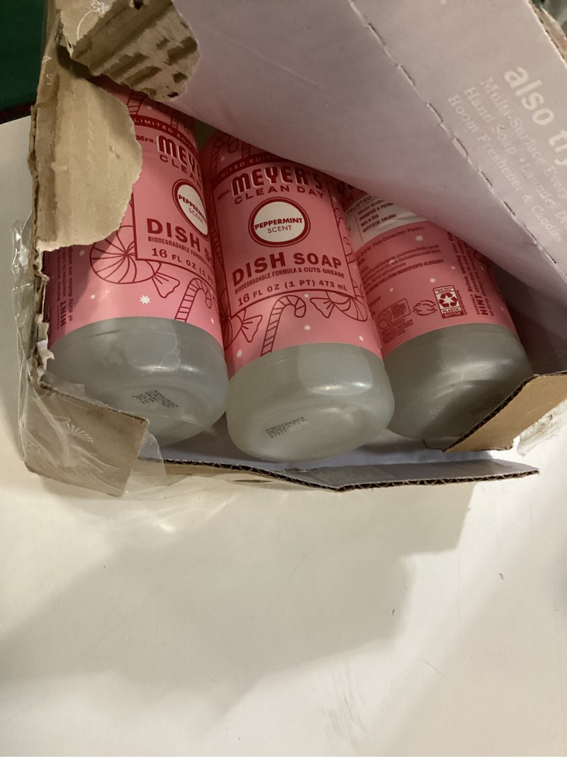 Condition photo showing New/Like New for mrs. meyer's clean day liquid dish soap, limited edition peppermint, 16 fl. oz 16 ounce (pack of 3) peppermint