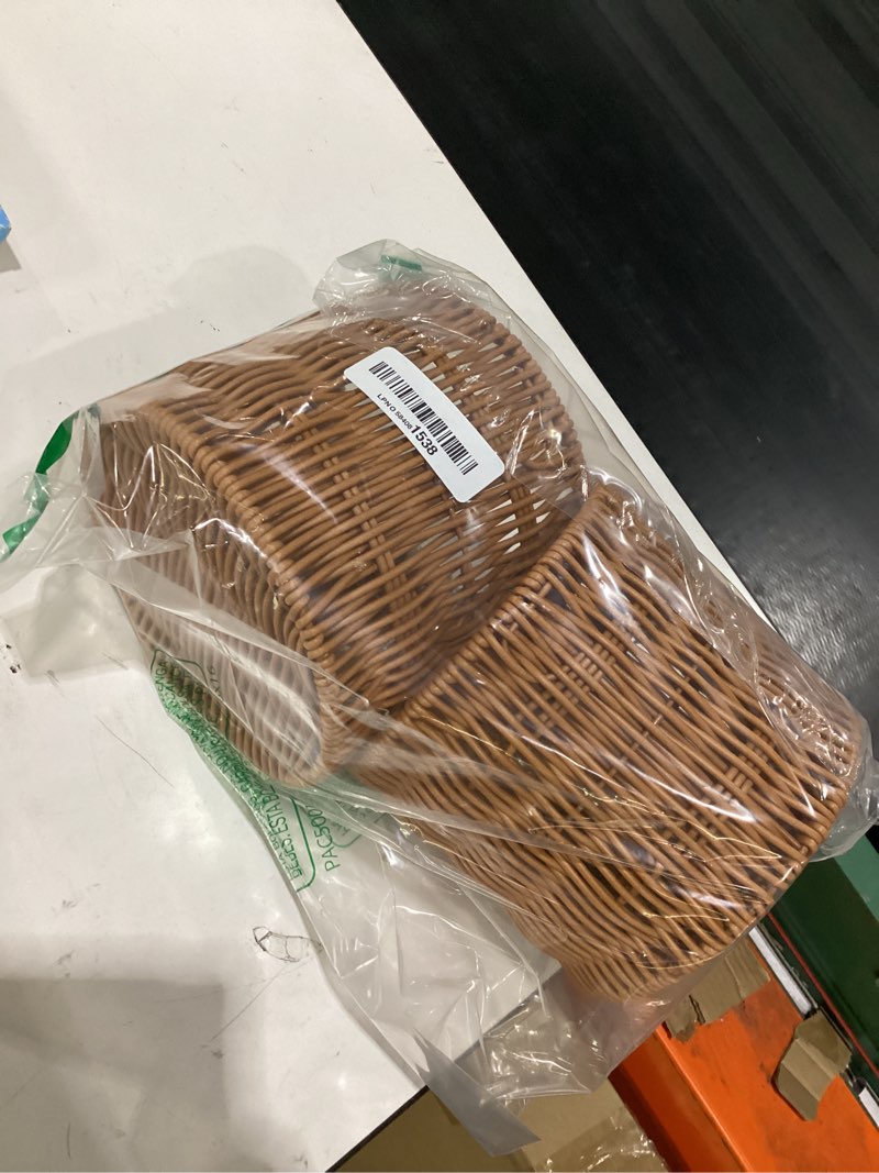Condition photo showing Good Condition for 2pcs flower girl basket,rattan wicker flower baskets with pearl handle, 6.3 x 6.3 x 5.7 in handwoven flower girl wedding gift storage basket for weddings bridal anniversary party decor