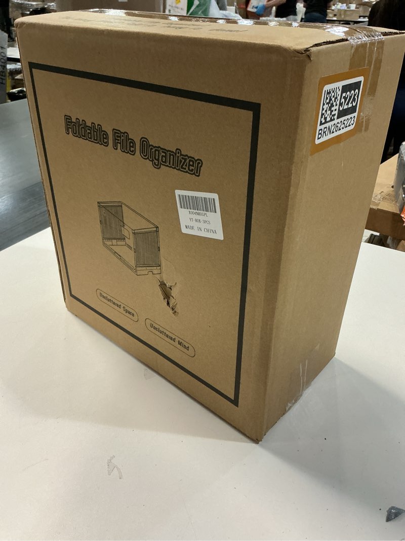 Condition photo showing New/Like New for File Organizer Box with Lid, Hanging Filing Folder Organizer for Document Storage with Plastic Slide, Letter-size File Holder Filing Box for Office/Home/Decor/?3Pack?