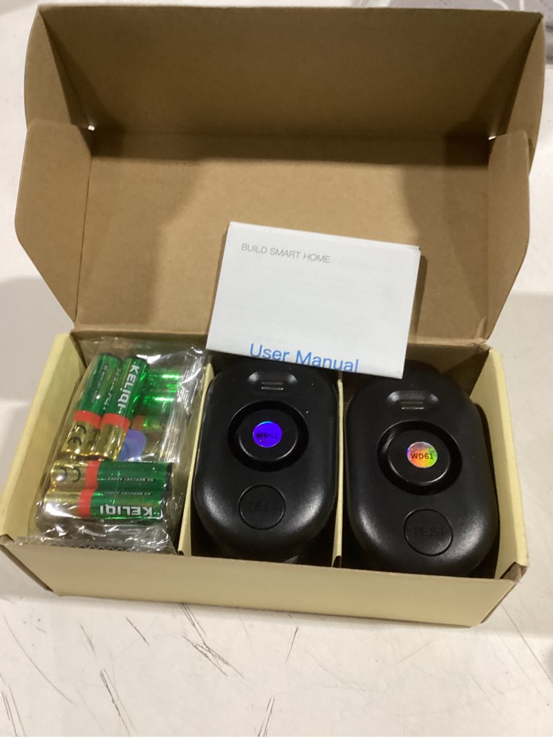 Condition photo showing Good Condition for 5 Pack WD60 Water Leak Detectors for Home, 100dB Water Sensor Alarm for Basement, Leakage Detection Device for Pipe/Drain/Under Sink Drip, Floor Flood in Bathroom/Kitchen/Toilet/Laundry Room, Black 5 Sensors Black