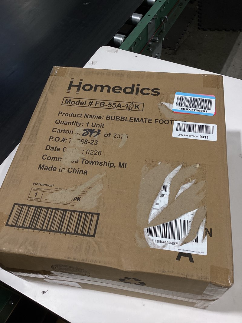 Condition photo showing Good Condition for homedics bubble mate foot spa, toe touch controlled foot bath with invigorating bubbles and splash proof, raised massage nodes and removable pumice stone