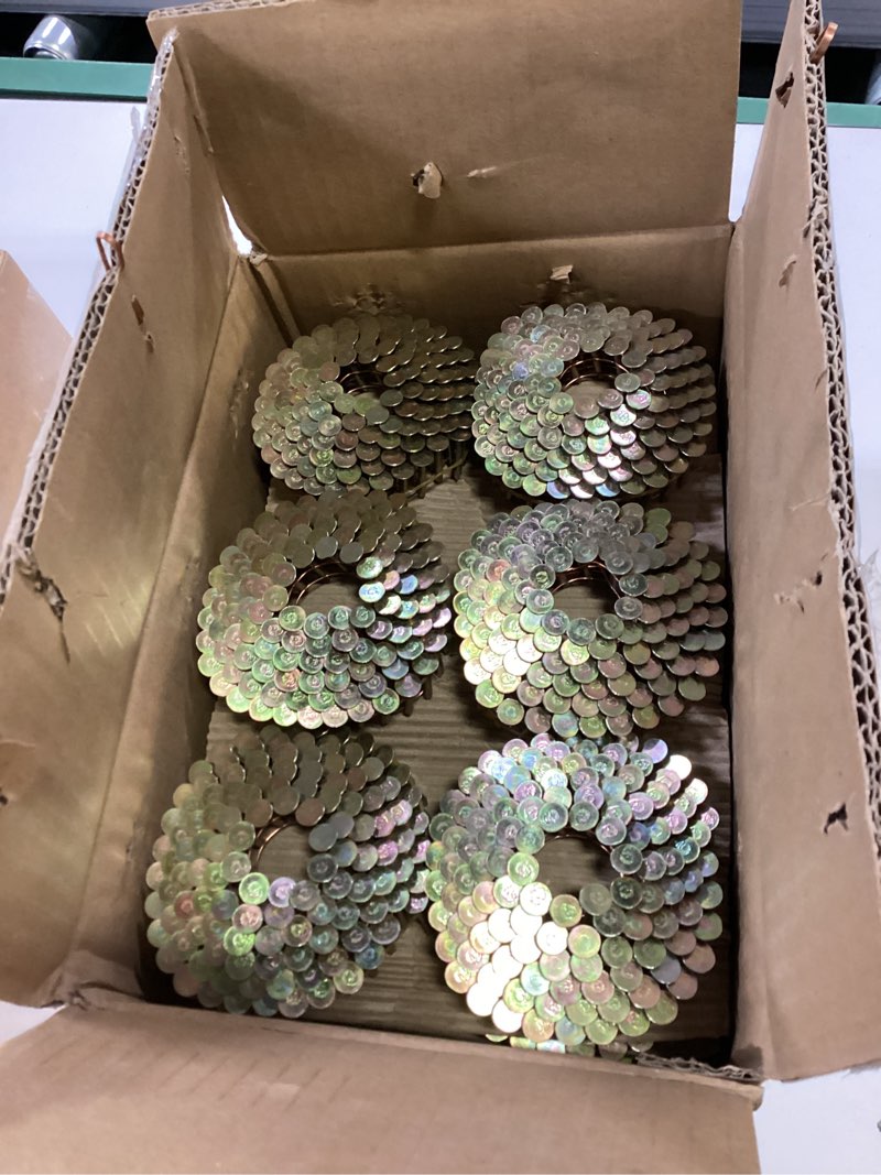 Condition photo showing New/Like New for BHTOP 3600 Count Coil Roofing Nails 3/4-Inch x .120-Inch for Roofing Nail Gun, 15 Degree Round Head Wire Weld Collated Roofing Nail, Smooth Shank Electro Galvanized Air Nails for Roofs 3/4 inch 3600