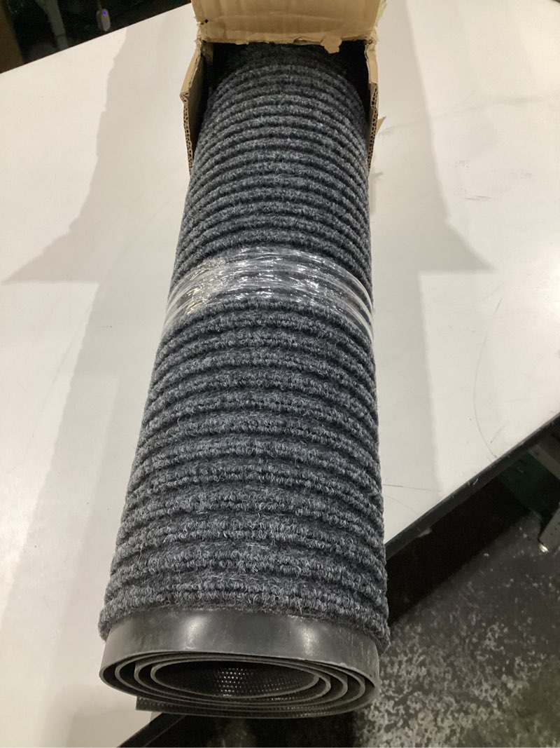 Condition photo showing Good Condition for Front Door Mat, 60" x 36" Heavy Duty Indoor Outdoor Doormat, Non-Slip Welcome Mats for Entryway, Rubber Backing Low Profile Commercial Door Mats 3' x 5' (Rectangular) Gray Stripe