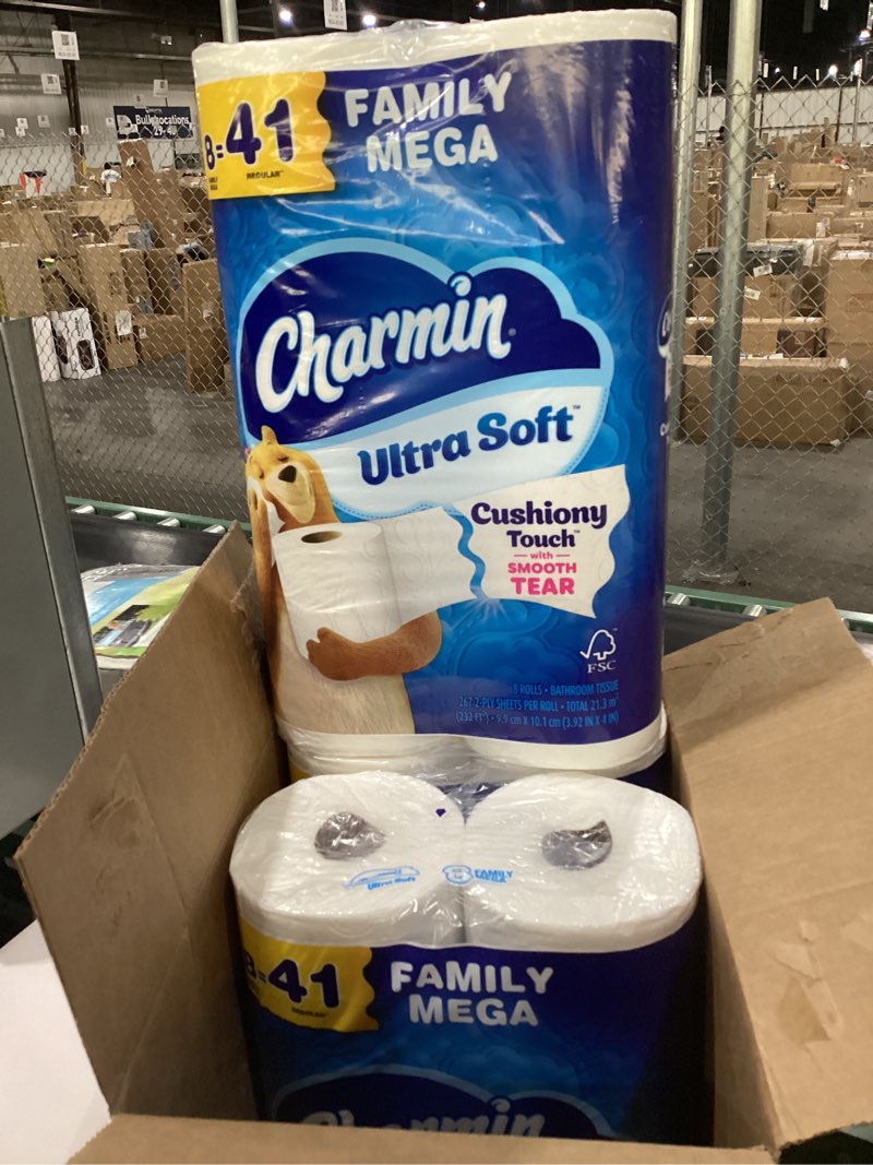 Condition photo showing Good Condition for Charmin Ultra Soft Cushiony Touch Toilet Paper, 24 Family Mega = 123 Regular Rolls, White