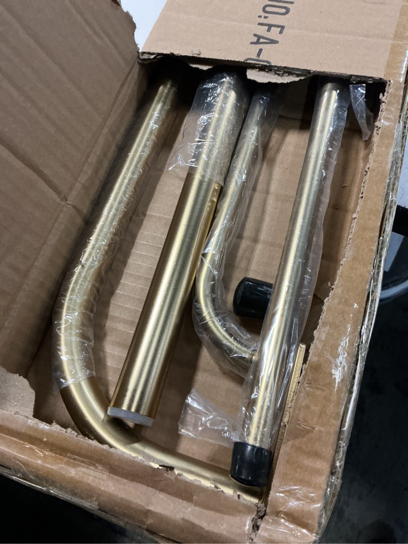 Condition photo showing As Is for Double Curtain Rod for 48-84 Inches Windows, Blackout Wrap Around Window Curtain Rods?1-inch Heavy Duty Adjustable Room Darkening Rustic Dual Drapery Curtain Rods for for Livingroom, Kitchen, Patio Brushed Gold for 48-84" Windows