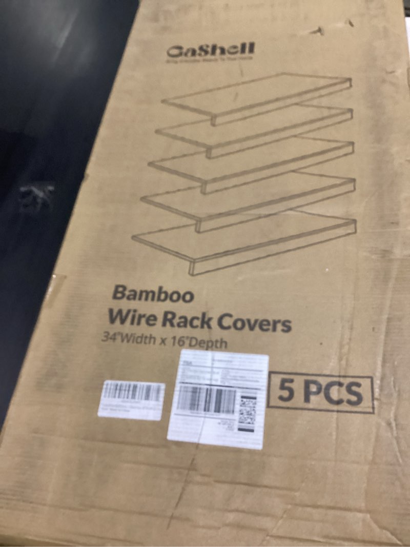 Condition photo showing Good Condition for wire shelf covers, bamboo wire rack covers for pantry, closet (5pcs, 34" w x 16" d) 34"w x 16"d 5
