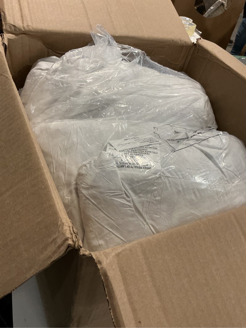 Condition photo showing As Is for Swandream Feather Throw Pillow Inserts Set of 4, Soft Fluffy Square 22 x 22 Inches Decorative Pillow Insert, Feather and Down Euro Pillows for Bed, Couch and Cushion 22 x 22-Inch 4