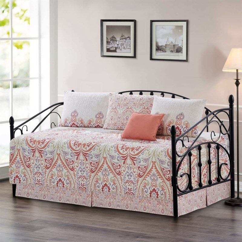 Visionary damask microfiber reversible daybed coverlet set