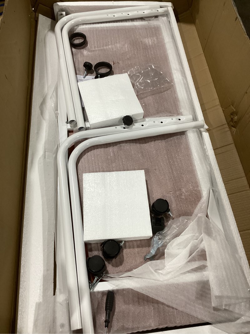 Condition photo showing Good Condition for Overbed Table with Wheels, Overbed Desk with Adjustable Length and Height, Rolling Over Bed Desk, King Queen Over The Bed Table on Wheels, Heavy Duty Laptop Table for Hospital and Home White 1.2M