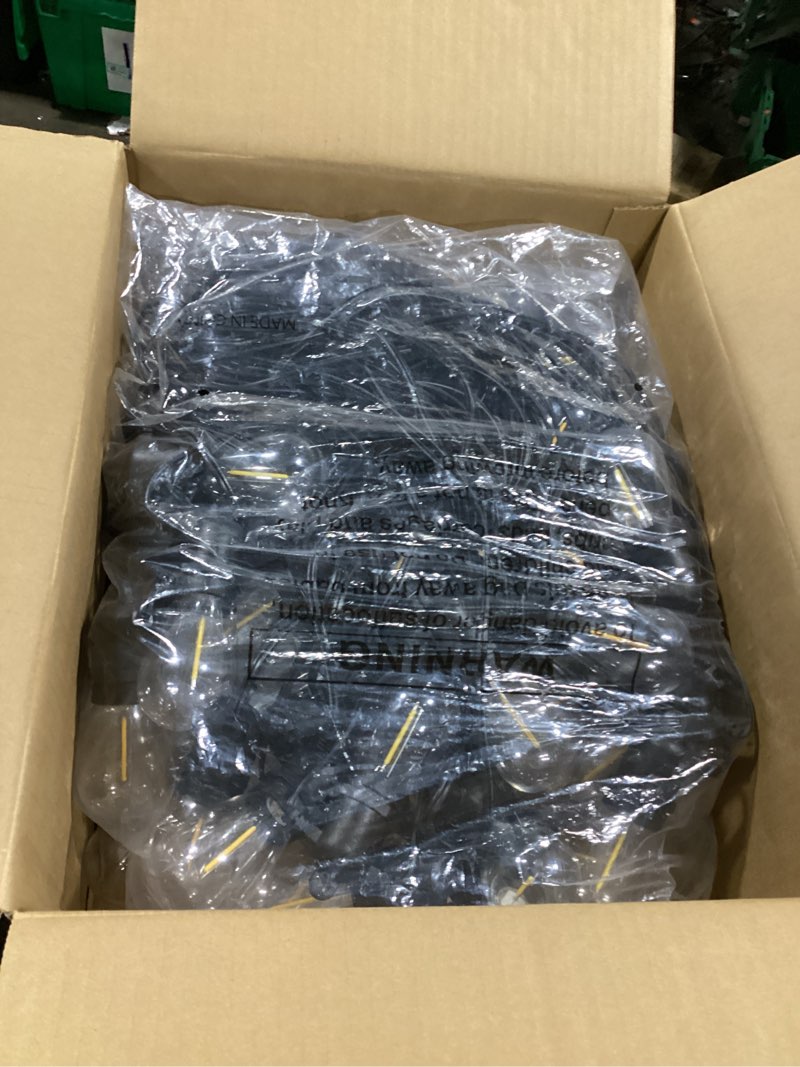 Condition photo showing Good Condition for brightown outdoor string lights 190ft with 60+2 shatterproof edison bulbs, waterproof hanging patio lights outside for backyard deck garden party xmas decor, 2700k jet black 190 ft- 60 bulbs (pack of 1)