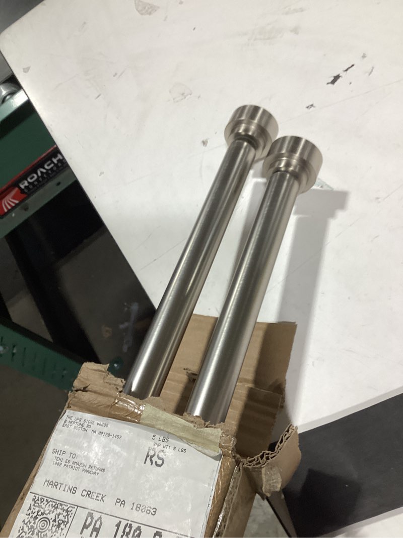 Condition photo showing As Is for 2 pack heavy duty 1 inch diameter single curtain rods 36-72” adjustable window curtain rod with with cylindrical cap finials, wall mount and ceiling mount, matte nickel matte nickel 36-72"