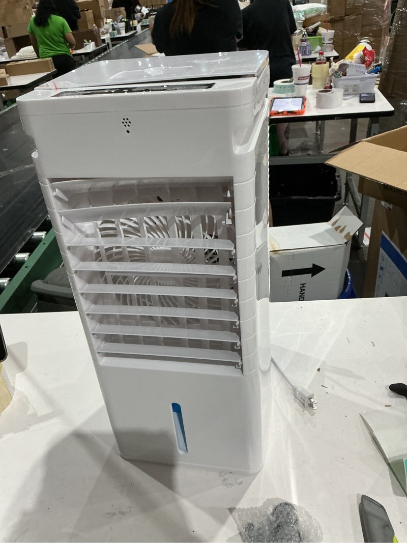 Condition photo showing As Is for portable air conditioners, swamp cooler portable ac unit for room, windowless cooling fan that blow cold air w/remote 5l tank 12 speeds 9h timer, evaporative air cooler for bedroom garage (white)