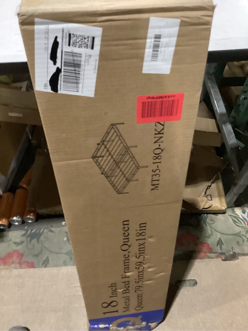 Condition photo showing New/Like New for NKZ 18 Inch Queen Size Bed Frame, Metal Bed Frame & Box Spring 2 in 1 Platform with Round Corner Legs, 4000Lbs Heavy Duty Metal Frame, Mattress Slide Stopper, Headboard Hole, Noise-Free, Easy Assembly