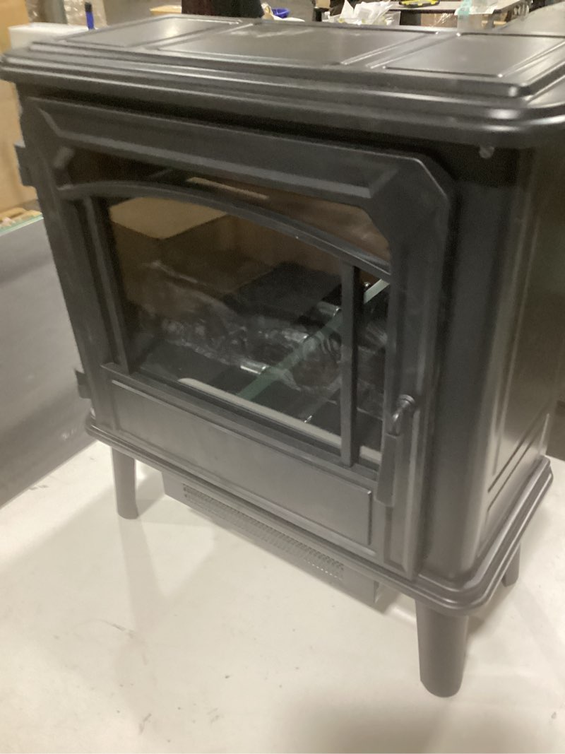 Condition photo showing As Is for Style Selections 20.87-in W 5200 -BTU Black Metal Flat wall Fan-forced Electric Stove