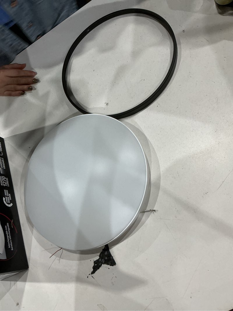 Condition photo showing As Is for juno contractor select fmlr 2 trim 11.1-in matte black and white indoor 1 -light led tunable white