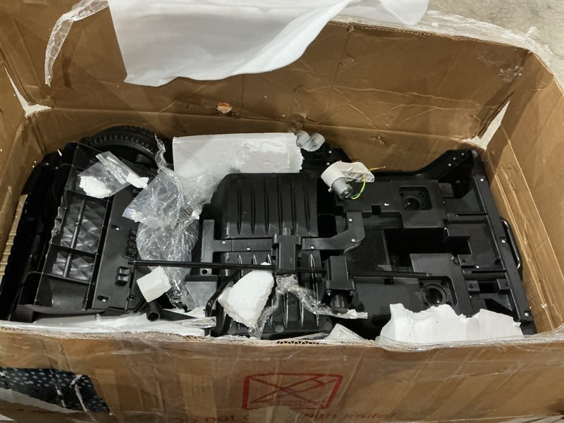 Condition photo showing As Is for licensed mercedes-benz amg g63 ride on toys,12v ride on car with remote control,rechargeable battery,flickering lights/led lights, bluetooth,music & horn, soft start, low battery prompt,black