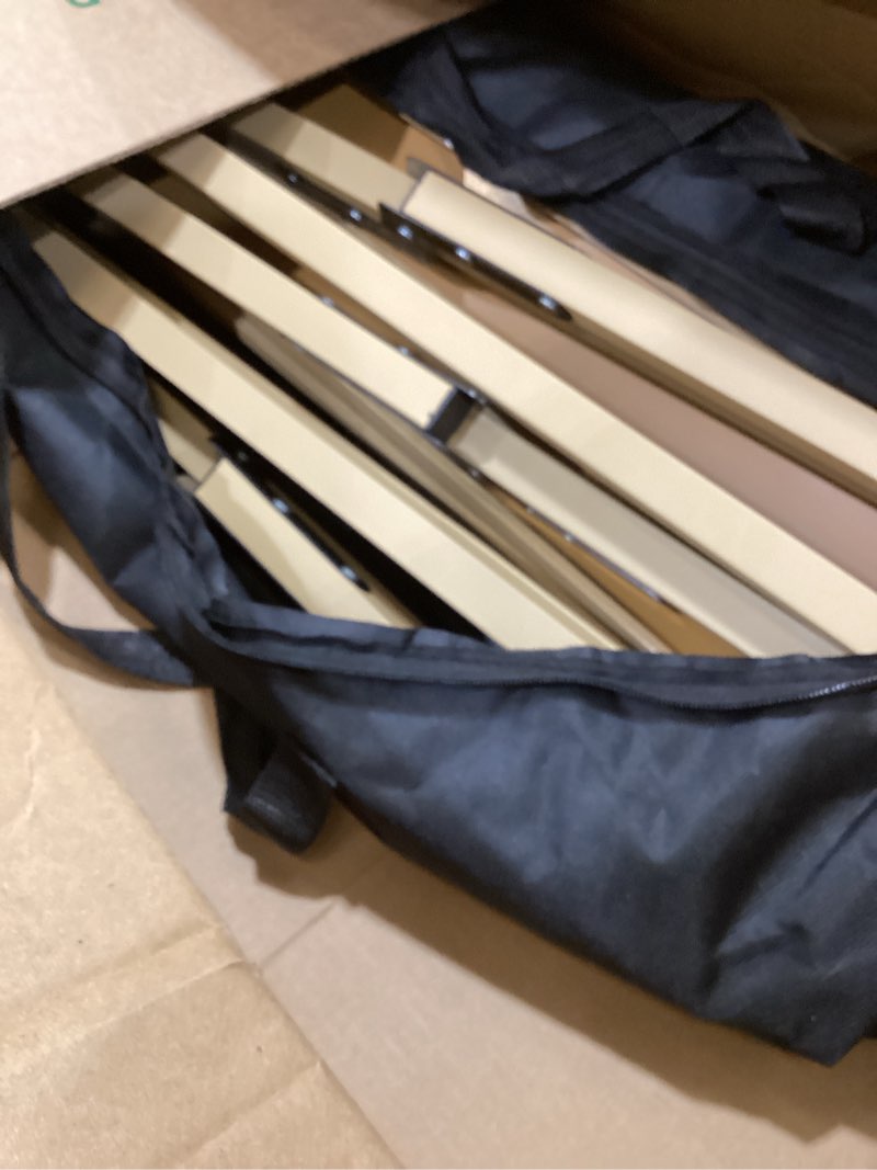 Condition photo showing As Is for Portable Low Alluminum Roll Up Travel Folding Table for Beach, Camping, & Picnic – Compact, Lightweight, Multi-Purpose for Indoor & Outdoor Use Natural/Wood Look