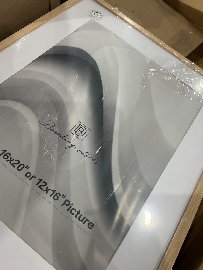 Condition photo showing As Is for boarding 16 x 20 poster frame, display 12x16 picture with mat or 16x20 without, picture frame for wall hanging display,natural oak,1 pack natural oak 16x20 with 12x16 mat pack of 1