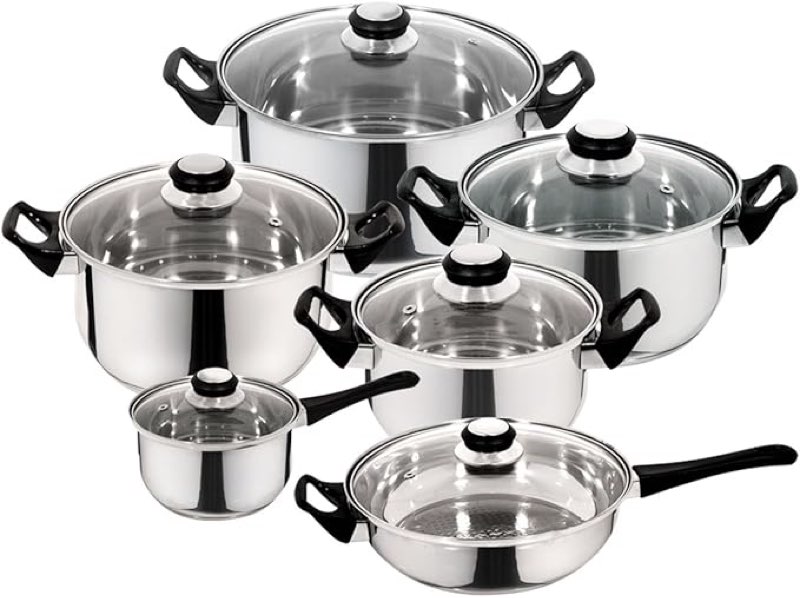 Priminute Monterrey Stainless Steel 12 pieces Cookware Set