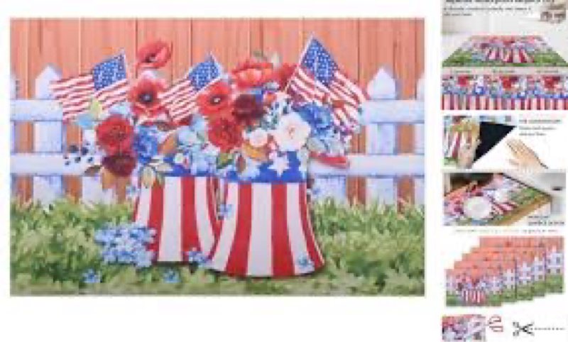 Dish Drying Mat Absorbent Silicone Dry Pad American Flag 4th of July 24\" x 16\"