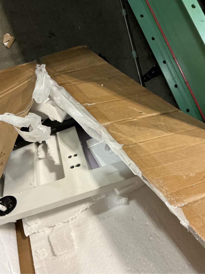 Condition photo showing As Is for Overbed Table with Wheels, Overbed Desk with Adjustable Length and Height, Rolling Over Bed Desk, King Queen Over The Bed Table on Wheels, Heavy Duty Laptop Table for Hospital and Home (White, 1.2M)