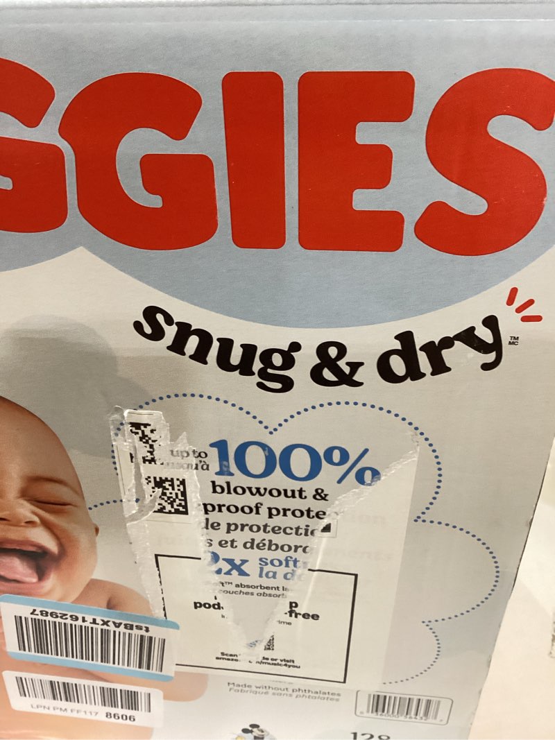 Condition photo showing New/Like New for Huggies Size 1 Diapers, Snug & Dry Newborn Diapers, Size 1 (8-14 lbs), 128 Count, Packaging May Vary
