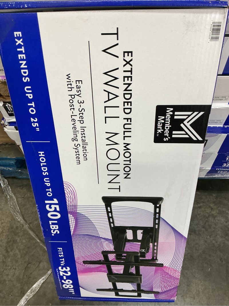 Condition photo showing New/Like New for member's mark full motion extended tv wall mount with articulating dual swivel arms for 32"- 98"* tvs
