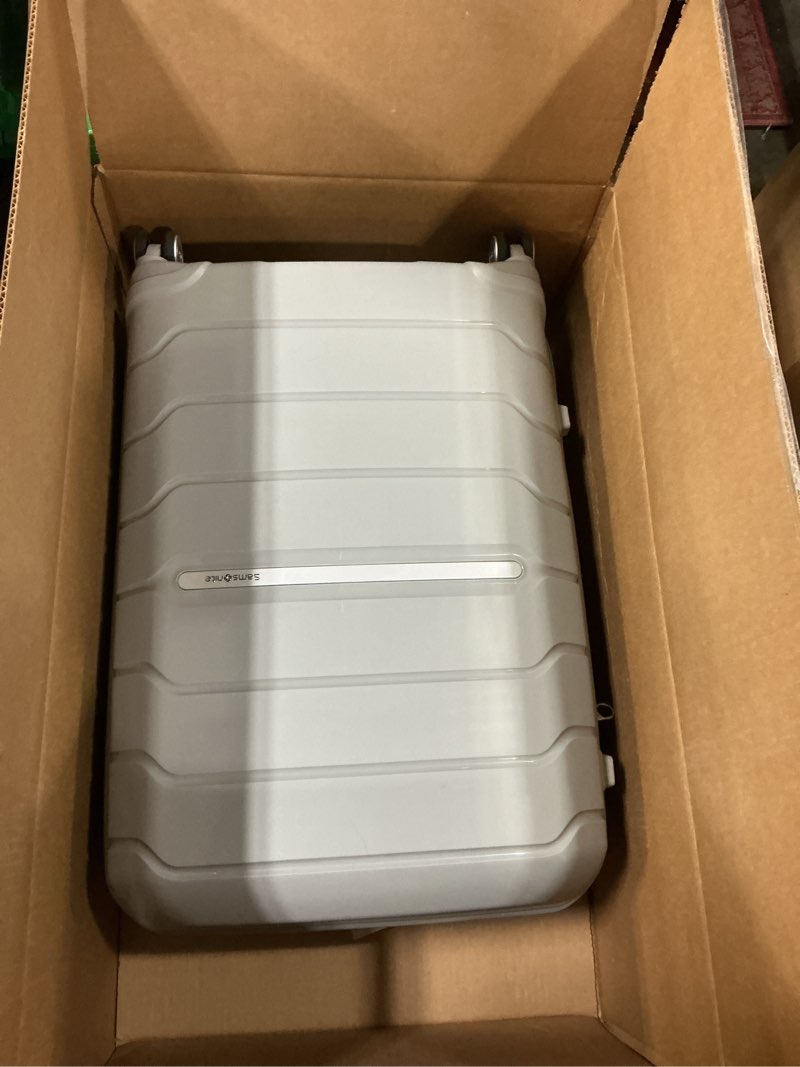 Condition photo showing As Is for Samsonite Freeform Hardside Expandable with Double Spinner Wheels, White, Checked-Medium 24-Inch Checked-Medium Spinner White (COLOR IS LIGHT GRAY)