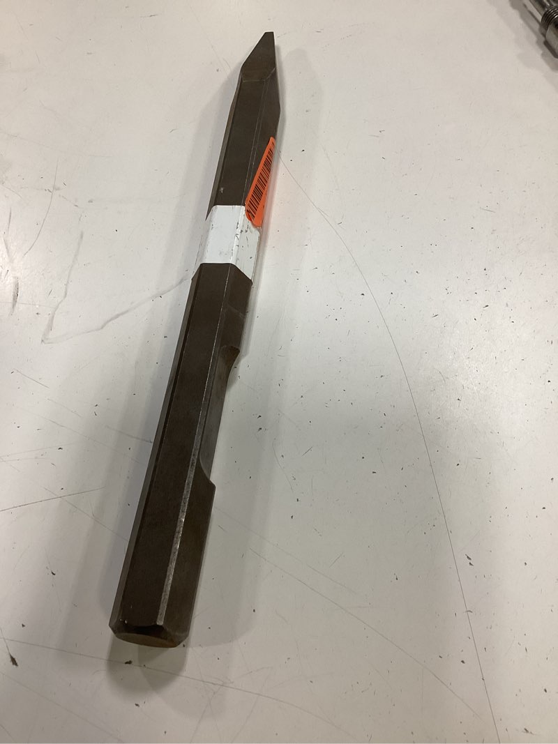 Condition photo showing As Is for 1-1/8 in. x 16 in. steel hex moil point chisel