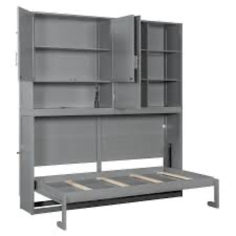 Herry Wall Murphy Bed with Top Cabinet, Shelves & USB Charging