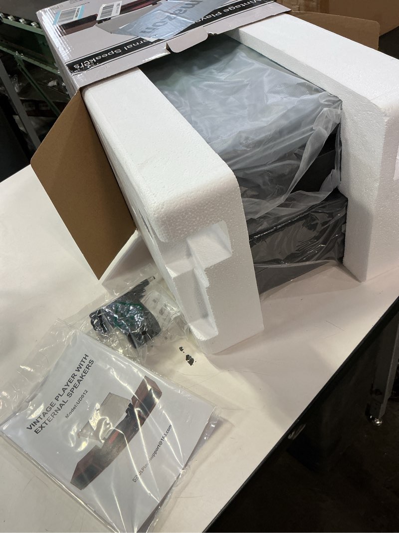 Condition photo showing New/Like New for Vinyl Record Player with Speakers,Bluetooth Portable Turntable for Vinyl Records,Phonograph LP Player with 3 Speed USB RCA in Vintage Black