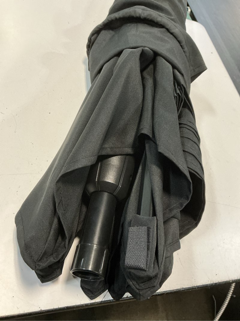 Condition photo showing Good Condition for style selections 7.5-feet steel black push-button tilt market patio umbrella