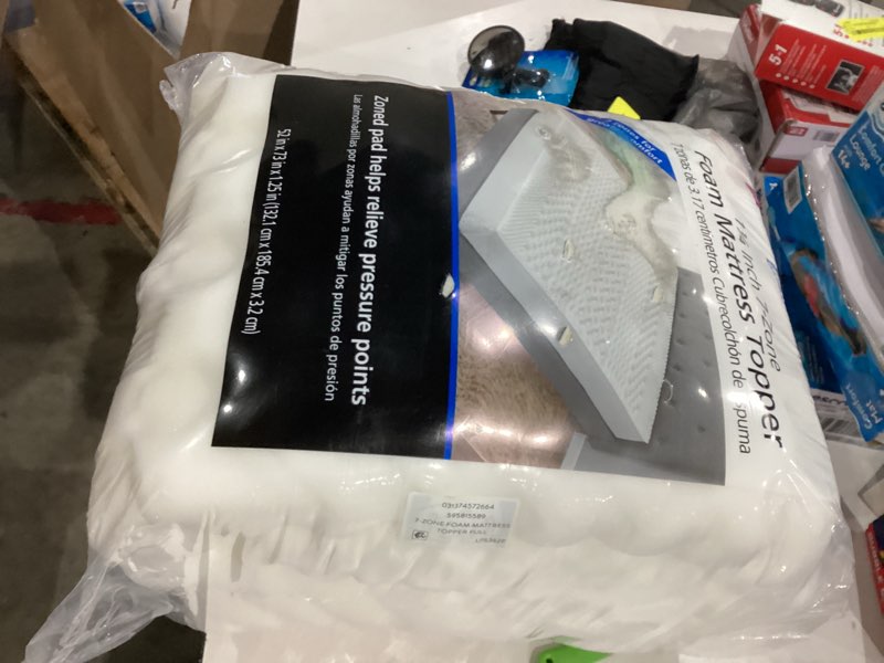 Condition photo showing New/Like New for mainstays 1.25" 7-zone mattress topper, full