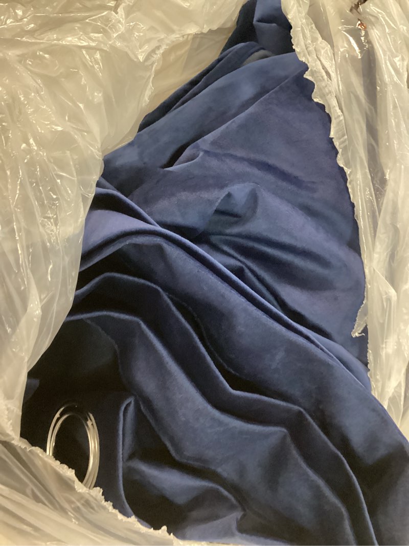 Condition photo showing As Is for miulee 2 panels blackout velvet curtains solid soft grommet royal blue curtains black out thermal insulated soundproof room darkening drapes/panels for living room bedroom 52 x 96 inch length 52"w x 96"l (pack of 2) royal blue