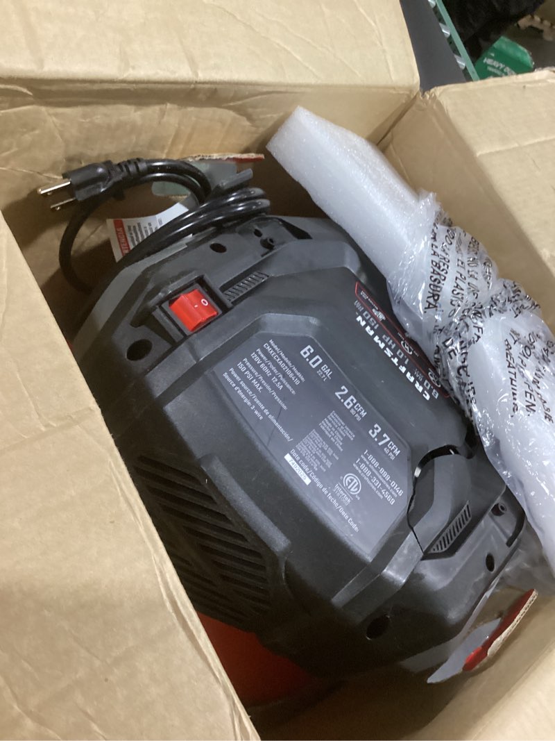 Condition photo showing Good Condition for craftsman air compressors 6 gallon portable pancake air compressor,oil free max 150 psi 1.0hp 2.6 cfm@90psi electric air compressor shop air compressor, cmxecxa02106410