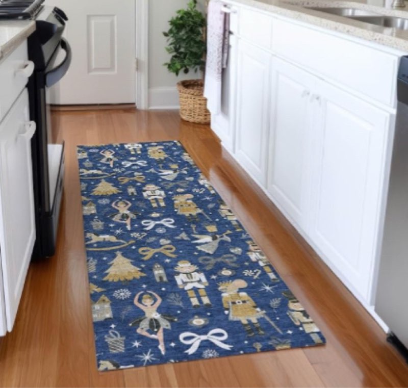 Addison Rugs Chantille ACN1827 Navy 2'3" x 7'6" Indoor/Outdoor, Machine Washable, Holiday, Christmas Rug, Easy Clean, Non Shedding, Living Room, Entryway, Kitchen, Patio Rug