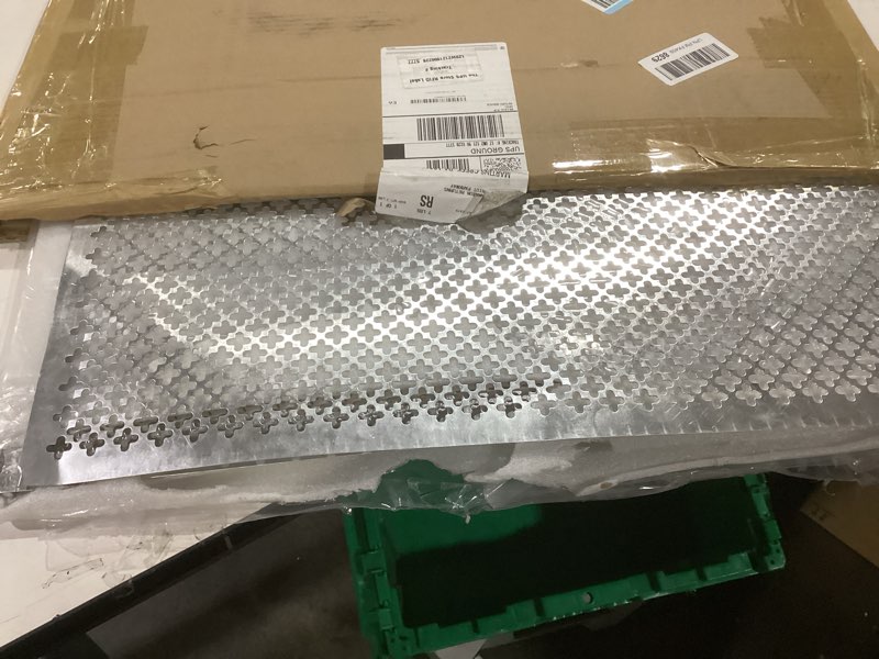 Condition photo showing Good Condition for Gisafai 8 Pcs Cloverleaf Aluminum Sheet 2 Feet by 3 Feet Perforated Metal Sheets 0.02 Inch Thick Metal Mesh Aluminum Sheet Decorative for Indoor Outdoor (Silver) 2 Feet by 3 Feet Silver 8