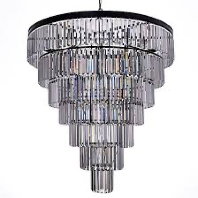 Crystal Chandelier For Living Room, 40 Inch 7-tier Modern K9 Chandeliers For Dining Room, Round Raindrop Light Hanging For High Ceiling, Staircase, Entryway, Foyer