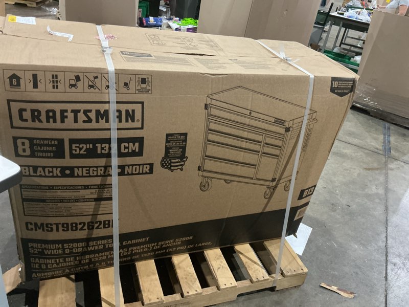 Condition photo showing As Is for craftsman premium 2000 series 52-in w x 39.5-in h 8-drawer steel rolling tool cabinet (black)