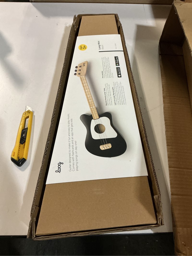 Condition photo showing New/Like New for Loog Mini Acoustic kids Guitar for Beginners 3-strings Ages 3+ Learning app and lessons included